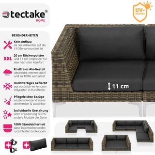 Tectake Set modulare in rattan e alluminio Villanova angolo destro  