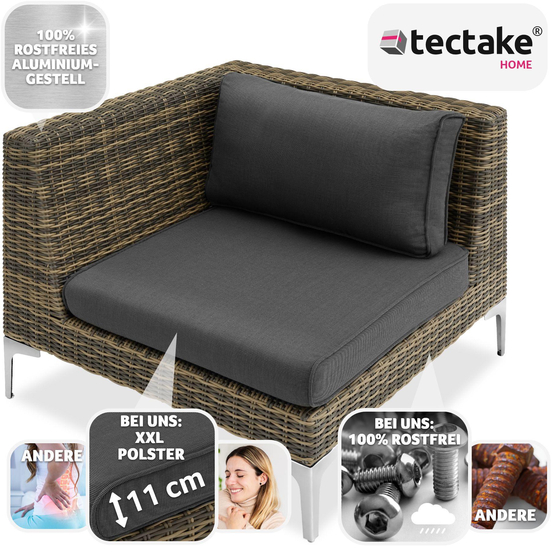 Tectake Ensemble modulable en rotin Villanova naturel coin droit  