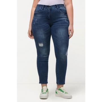 Jeans modello Sarah con taglio aderente a cinque tasche ed effetto sdrucito