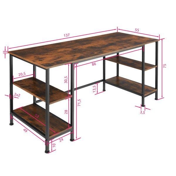 Tectake Bureau informatique STOKE 137x55x75cm  