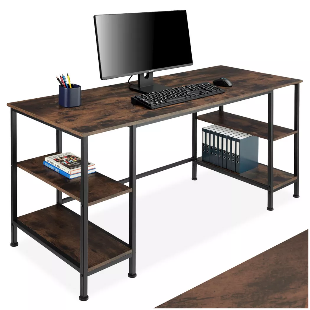 Tectake - Bureau STOKE style industriel, 130 cm, Marron