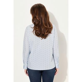 Ulla Popken  Blusa con scollo montante, stampa con cervo e maniche lunghe 