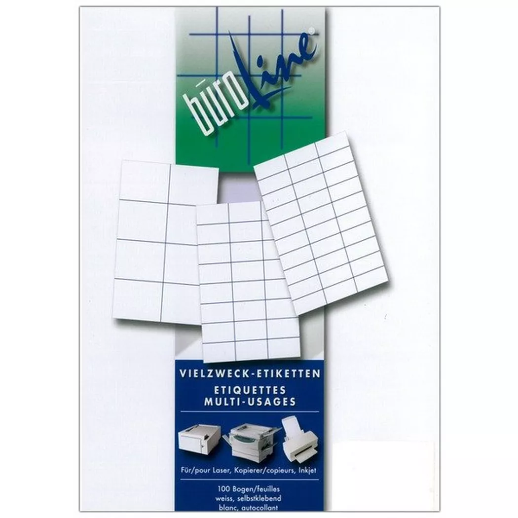 BÜROLINE – Etiketten 64,6×33,8mm 500021 weiss 2400 Stück, One Size
