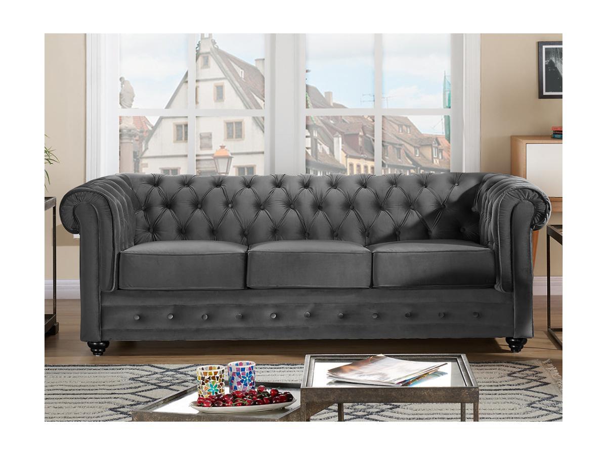 Vente-unique 3SitzerSofa CHESTERFIELD Samt  