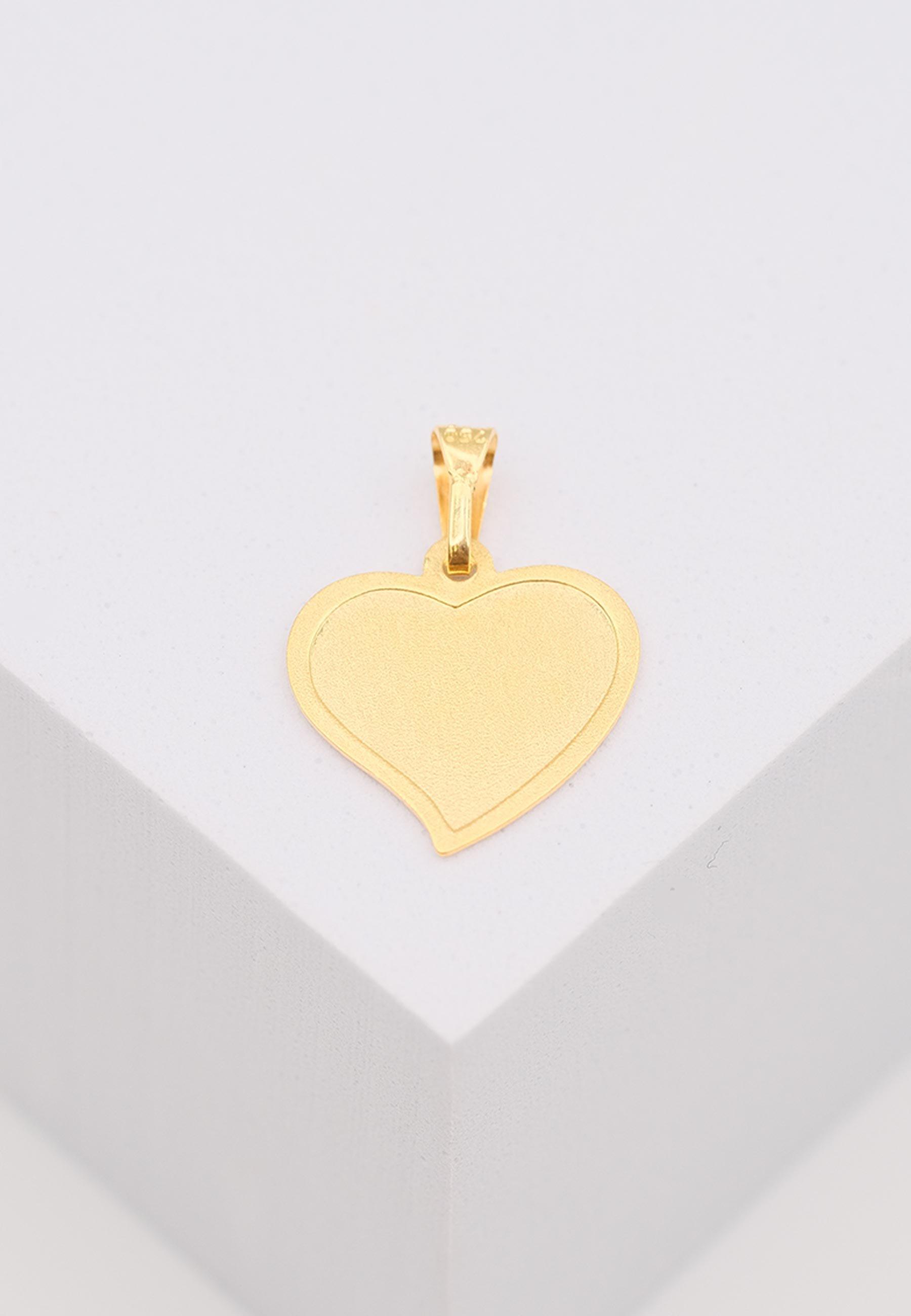 MUAU Schmuck  Pendentif plaque à  graver coeur or jaune 750, 19x15mm 