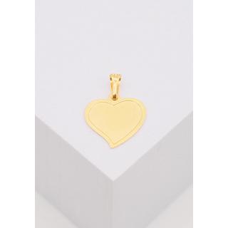 MUAU Schmuck  Pendentif plaque à  graver coeur or jaune 750, 19x15mm 