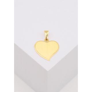 MUAU Schmuck  Pendentif plaque à  graver coeur or jaune 750, 19x15mm 