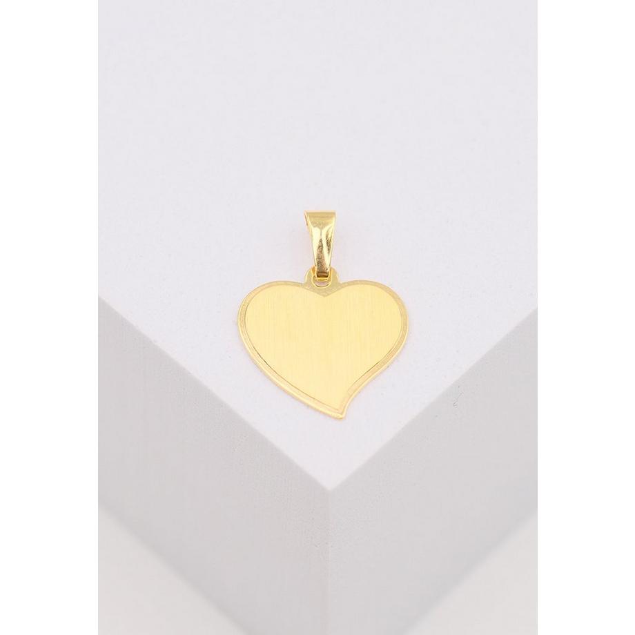 MUAU Schmuck  Anhänger Gravurplatte Herz Gelbgold 750, 19x15mm 