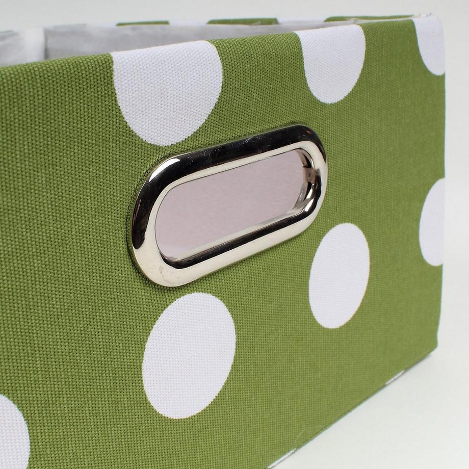 Calicosy Cassetto in tessuto verde a pois bianchi  