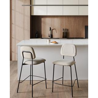 Beliani Lot de 2 chaises de bar en Velours Moderne DUETTE  