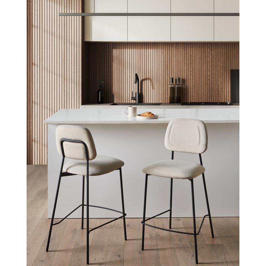 Beliani Set di 2 sedie alte en Velluto Minimalista DUETTE  