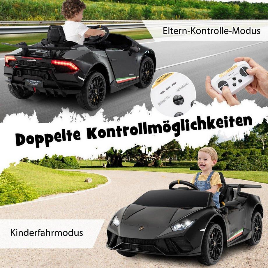 B2X  Kinder Elektroauto Lamborghini 12V Kinderauto Elektrisch mit Fernbedienung Schwarz 