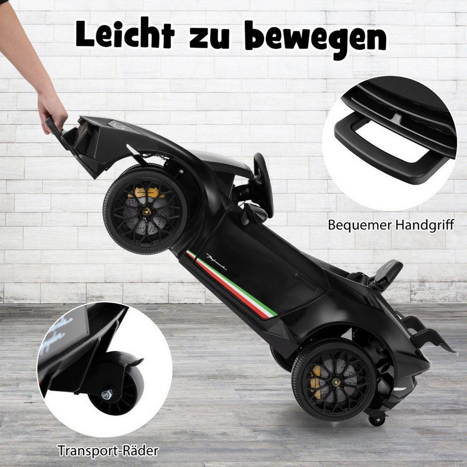 B2X  Kinder Elektroauto Lamborghini 12V Kinderauto Elektrisch mit Fernbedienung Schwarz 