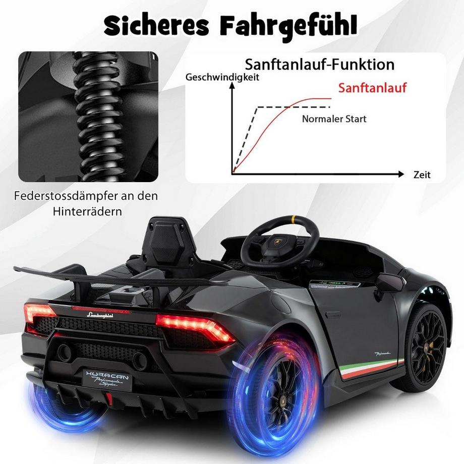 B2X  Kinder Elektroauto Lamborghini 12V Kinderauto Elektrisch mit Fernbedienung Schwarz 
