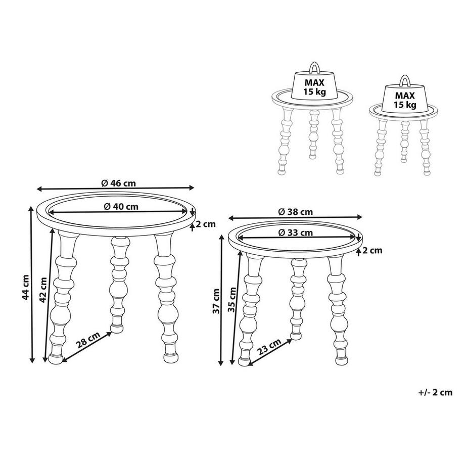 Beliani Beistelltisch 2er Set aus Mangoholz Rustikal MARNOO  