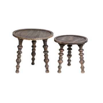 Beistelltisch 2er Set aus Mangoholz Rustikal MARNOO