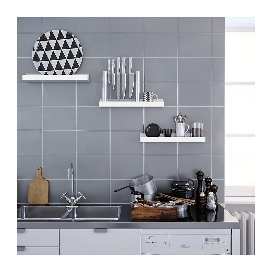 Calicosy Schwebende Regale: Glänzendes Weiß, 3er-Pack, einfache Installation  