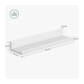 Calicosy Lot de 3 Étagères Murales Blanches avec Rebord - L38 cm  