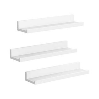 Calicosy Lot de 3 Étagères Murales Blanches avec Rebord - L38 cm  