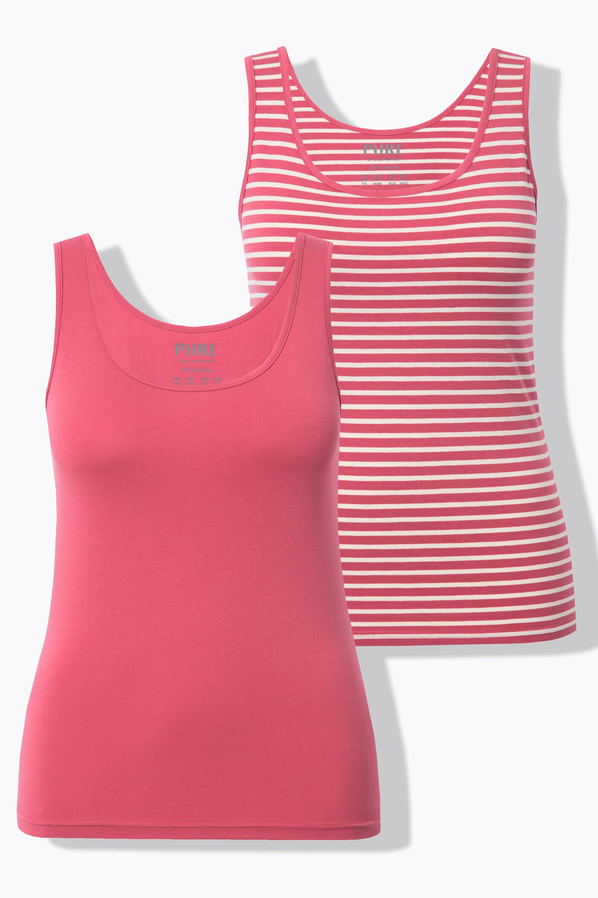 Ulla Popken Canotte Confezione da 2 Girocollo Senza Maniche Cotone Biologico  