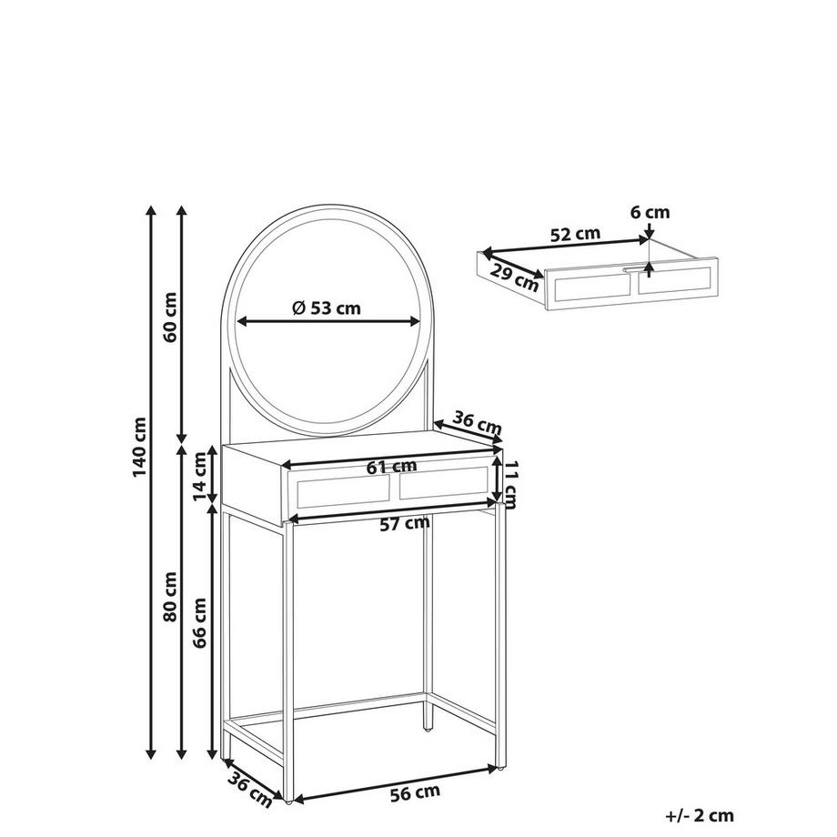 Beliani Coiffeuse avec miroir Boho CASSIAR  