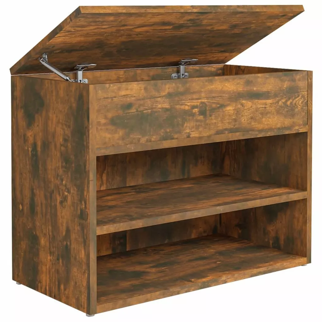 Banc à chaussures Chêne fumé 60x30x45 cm Bois d ingénierie