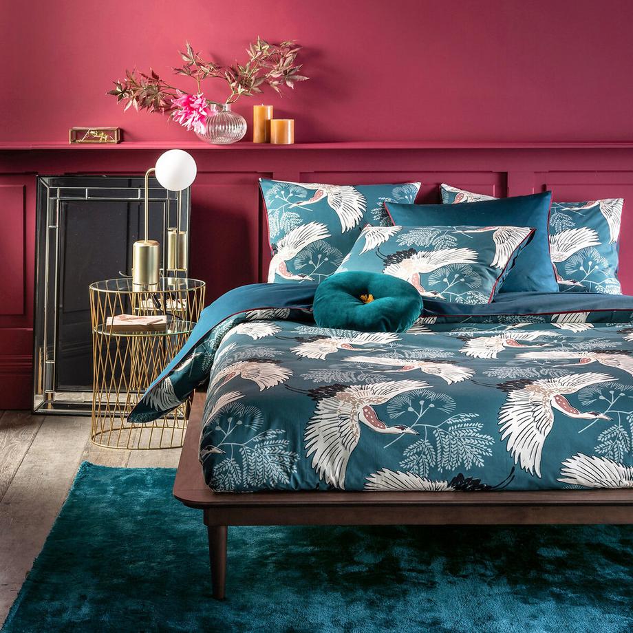 La Redoute Intérieurs Drap Imprimé Percale Grues Bleu  