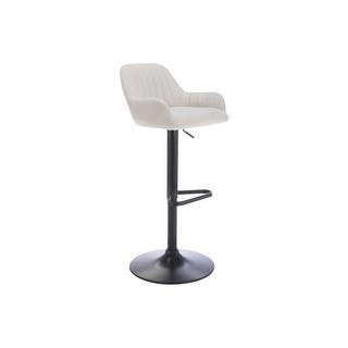 Vente-unique Lot de 2 tabourets de bar en tissu et métal noir - Hauteur réglable - Crème - ELEANA  