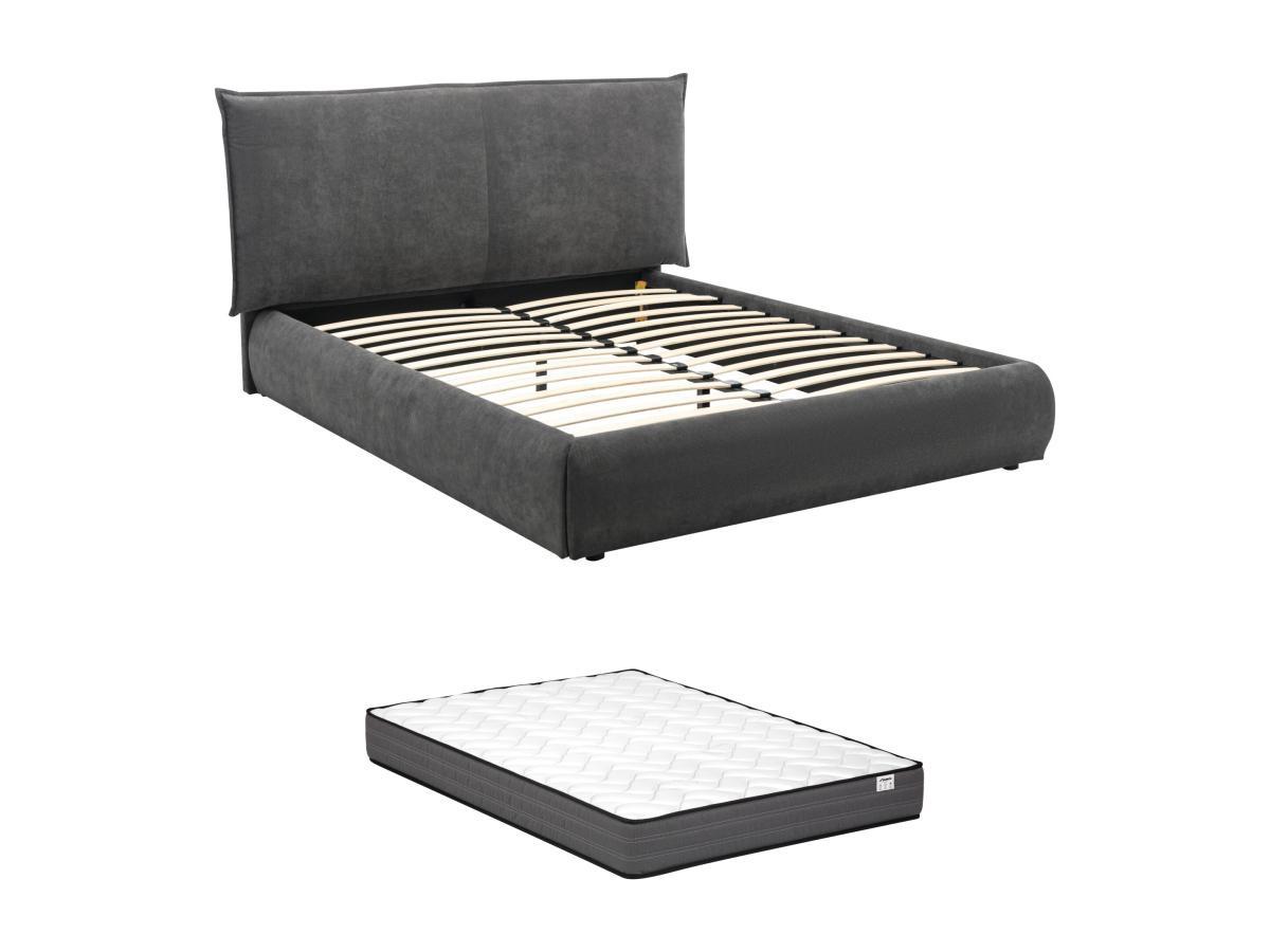 Image of Bett 140 x 190 cm - Cord - Anthrazit - + Matratze - SONETRI Bett 140 x 190 cm - Cord - Anthrazit - + Matratze - SONETRI