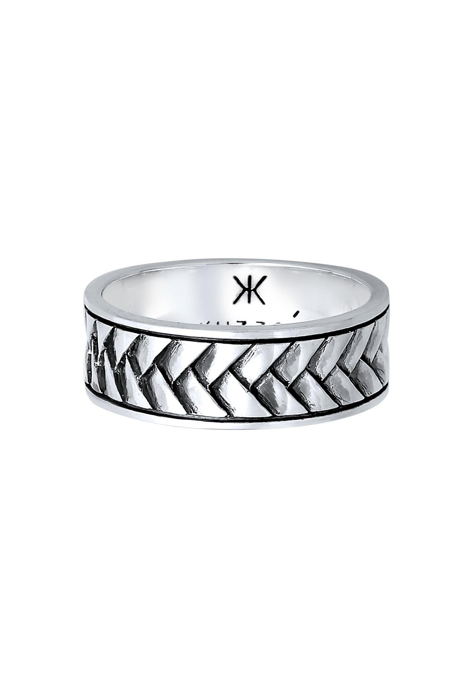 Kuzzoi  Bague Herren Bandring Fischgräten Vintage 925 Silber 