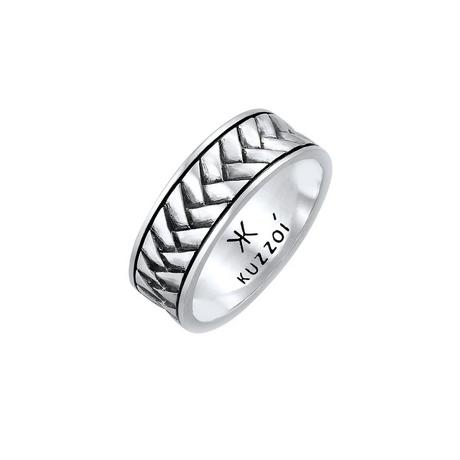 Kuzzoi  Bague Herren Bandring Fischgräten Vintage 925 Silber 