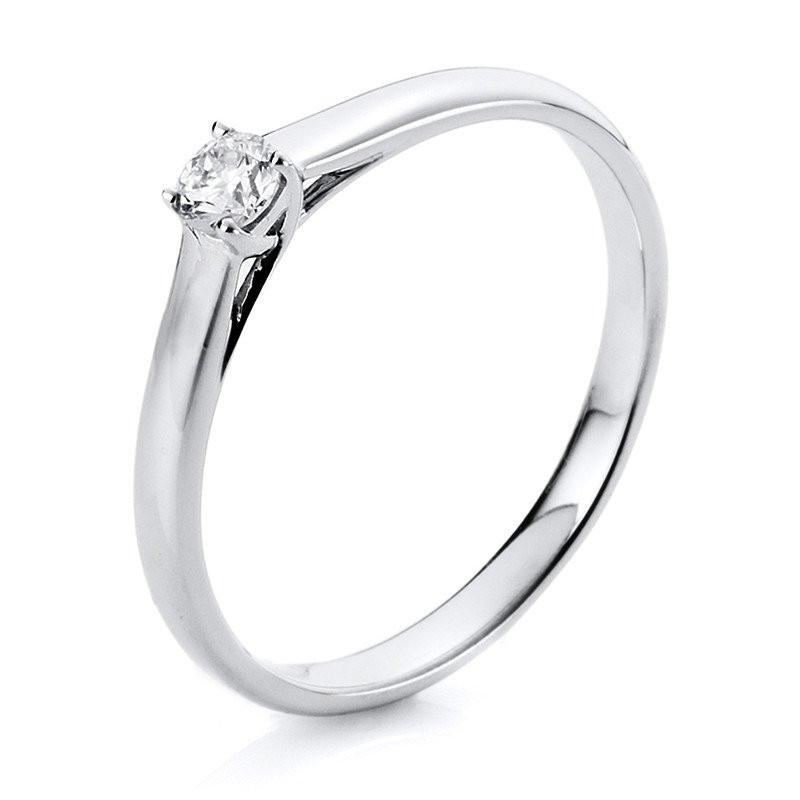 Image of Solitär-ring 750/18k Weissgold Diamant 0.3ct. Damen Silber ONE SIZE