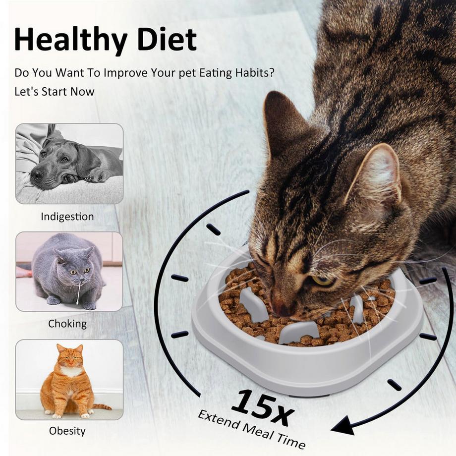 Alopini  Lot de 2 Gamelles pour Chien, Chat, Gamelle Labyrinthe Anti-Élingage 