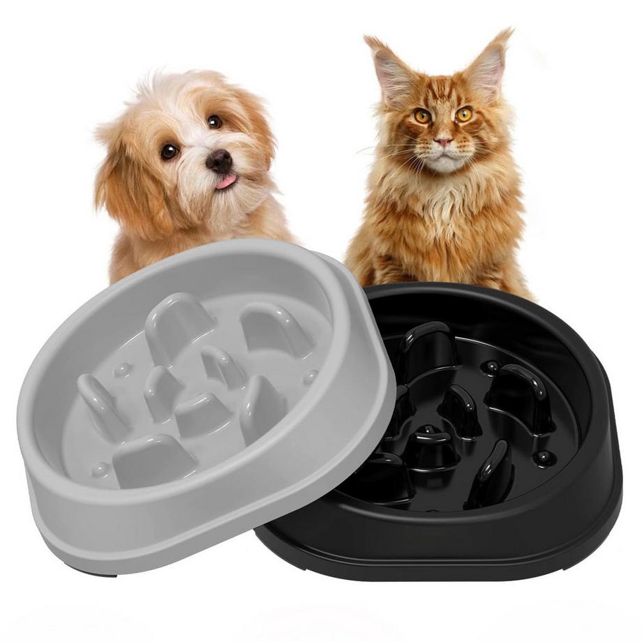 Set mit 2 Hunde-, Katzenschalen, Labyrinth-Anti-Schleudernapf