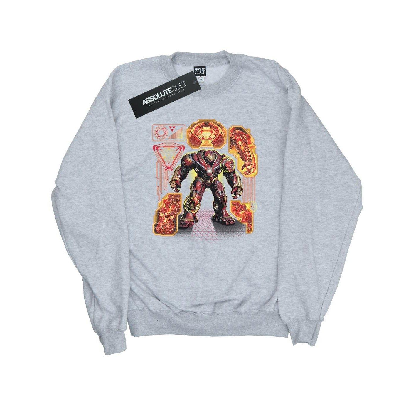 Image of Avengers Infinity War Hulkbuster Blueprint Sweatshirt Herren Grau 3XL