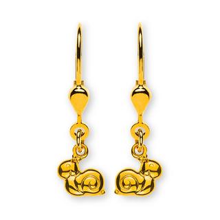 MUAU Schmuck  Boucle d'oreille escargot or jaune 750 brins 24mm 