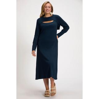 Ulla Popken  Midikleid, Bolero-Shirt, Carree-Ausschnitt, Biobaumwolle 