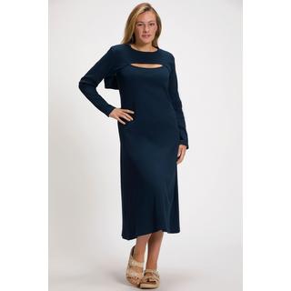 Ulla Popken  Midikleid, Bolero-Shirt, Carree-Ausschnitt, Biobaumwolle 