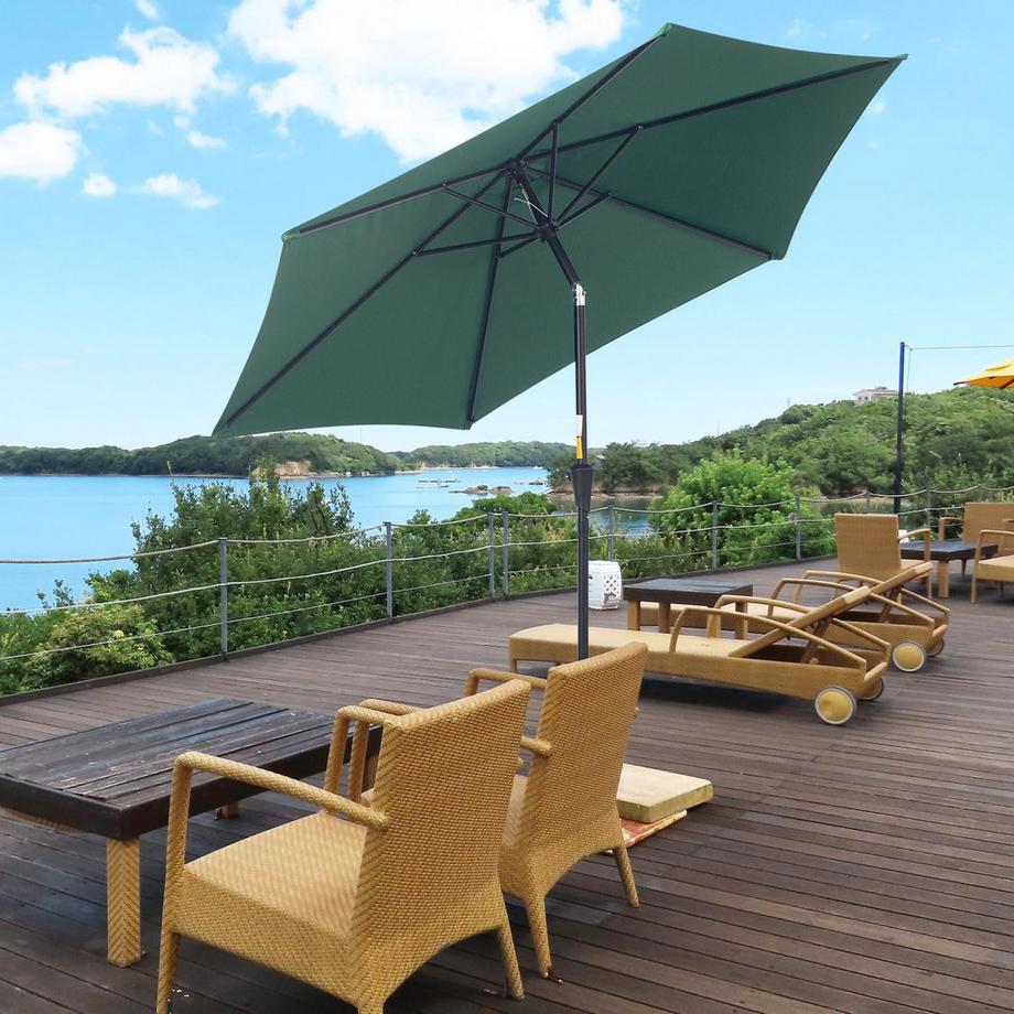 Northio Knickschirm Sonnenschirm Gartenschirm Marktschirm Mit Handkurbel Alu 180/㎡ Polyester Dunkelgrün ∅2,7 X 2,35 M  