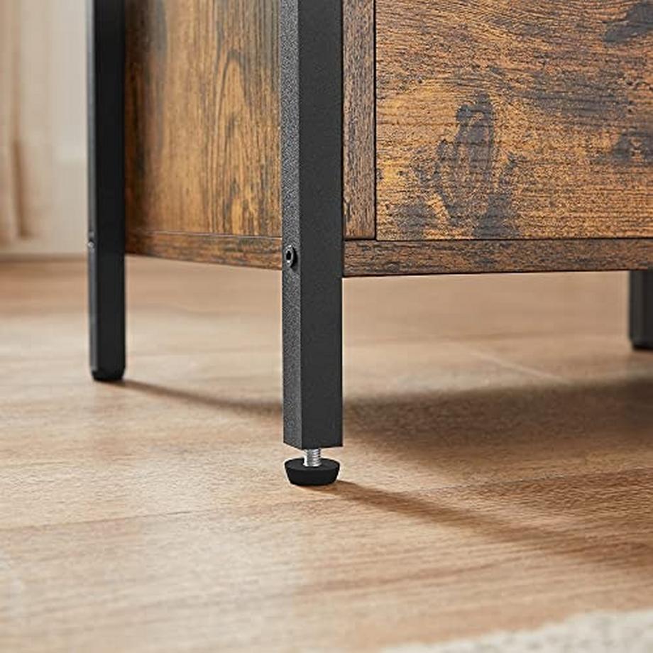 Pricenet Comodino industriale marrone rustico con struttura in acciaio  