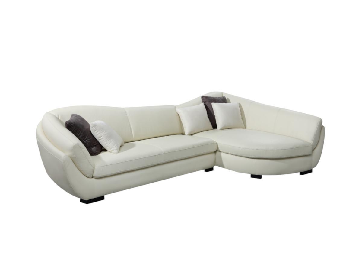 LINEA SOFA Ecksofa Leder 5Sitzer CAIPI Büffelleder Elfenbein Ecke Rechts  