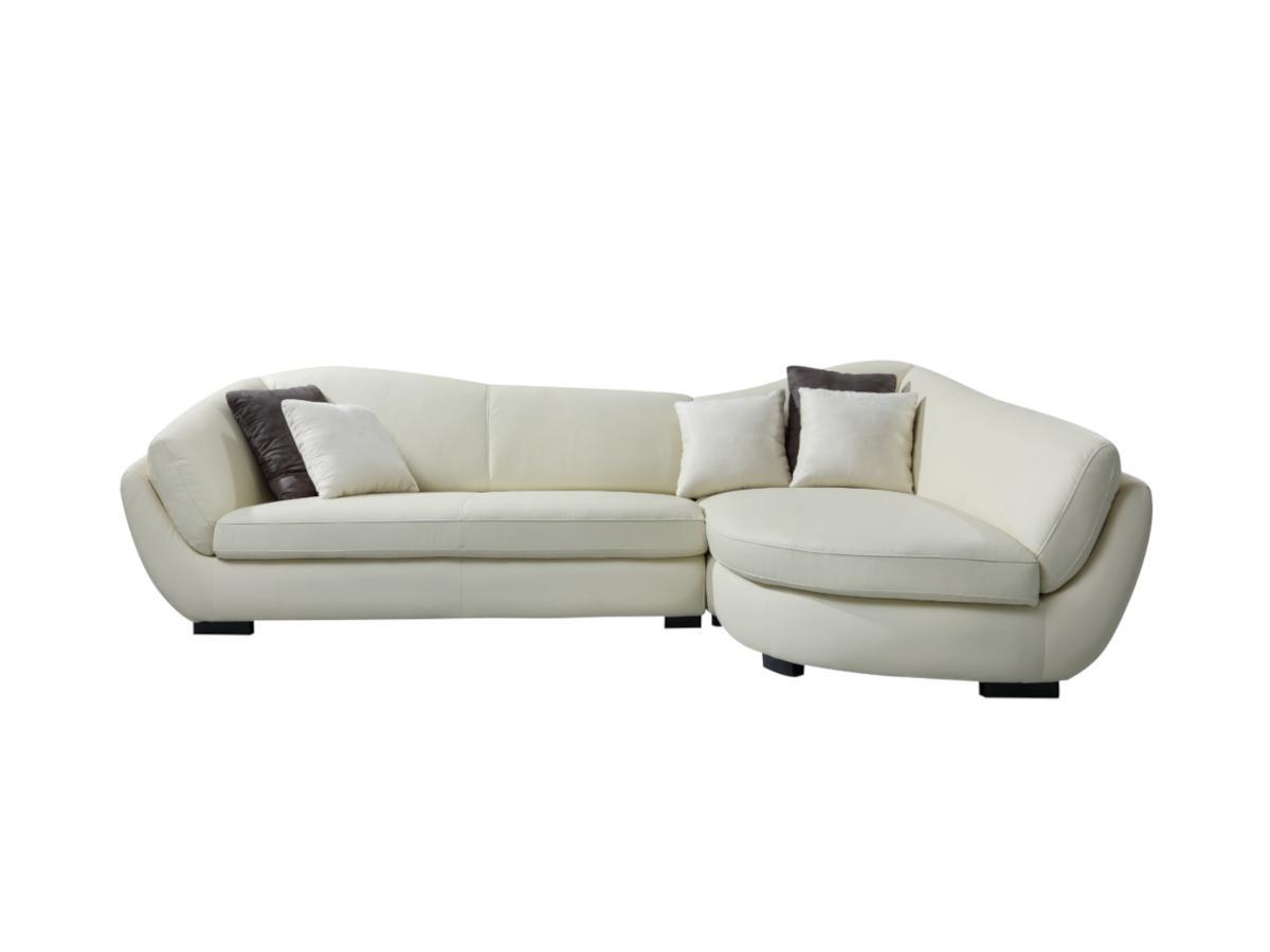 LINEA SOFA Ecksofa Leder 5Sitzer CAIPI Büffelleder Elfenbein Ecke Rechts  