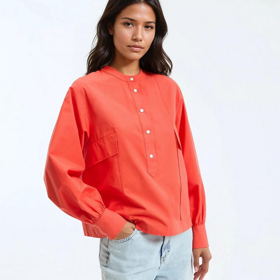 Chemise col mao en coton