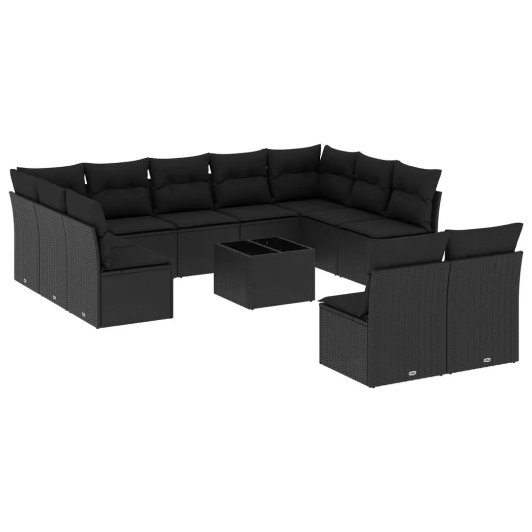 VidaXL - Garten sofagarnitur poly-rattan, One Size, Schwarz