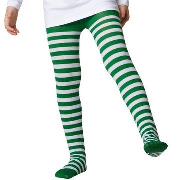 Collants à rayures pour enfants vert-blanc