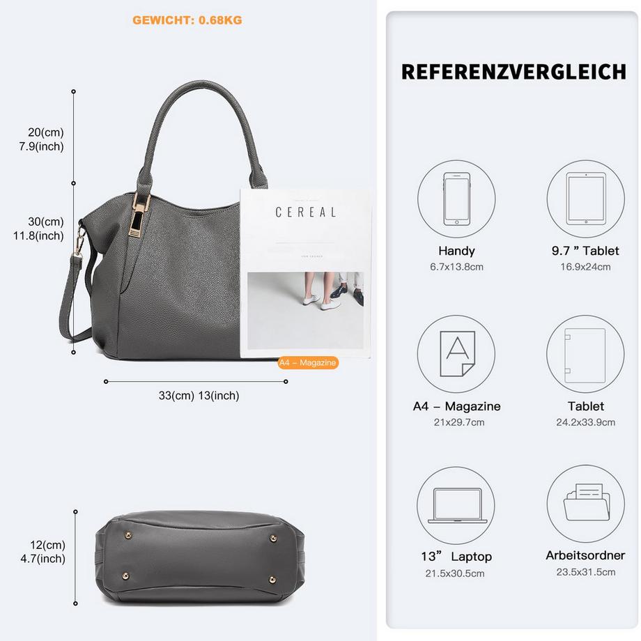 Only-bags.store Grosse Shopper Umhängetasche mit verstellbarem Riemen  