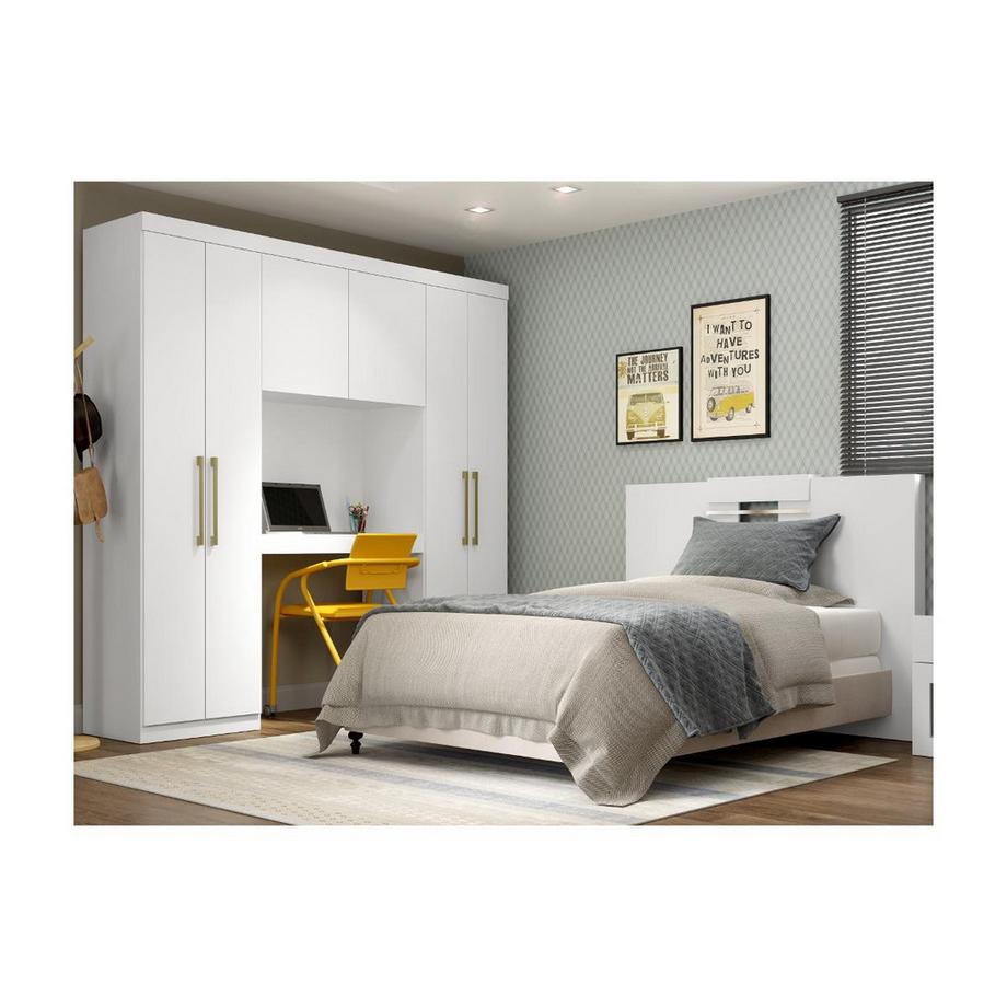 Vente-unique  Bettbrücke mit Kleiderschrank und Stauraum 6 Türen 0ANTERO 