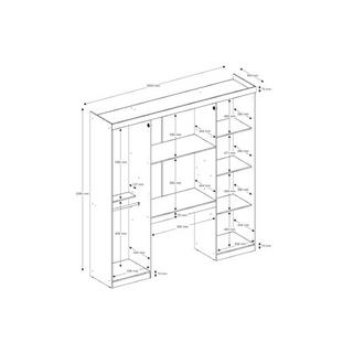 Vente-unique  Pont de lit ANTERO 6 portes Avec armoires rangements 0 