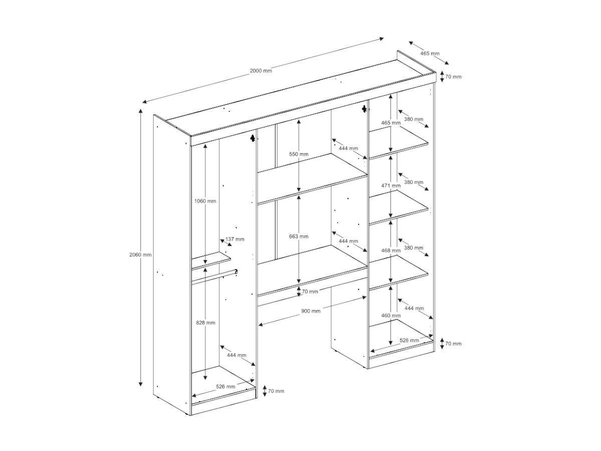 Vente-unique  Pont de lit ANTERO 6 portes Avec armoires rangements 0 