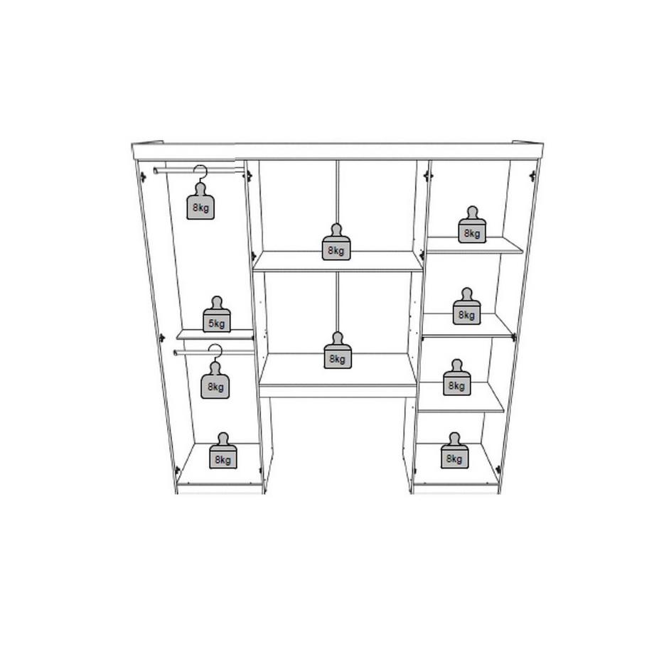 Vente-unique  Bettbrücke mit Kleiderschrank und Stauraum 6 Türen 0ANTERO 